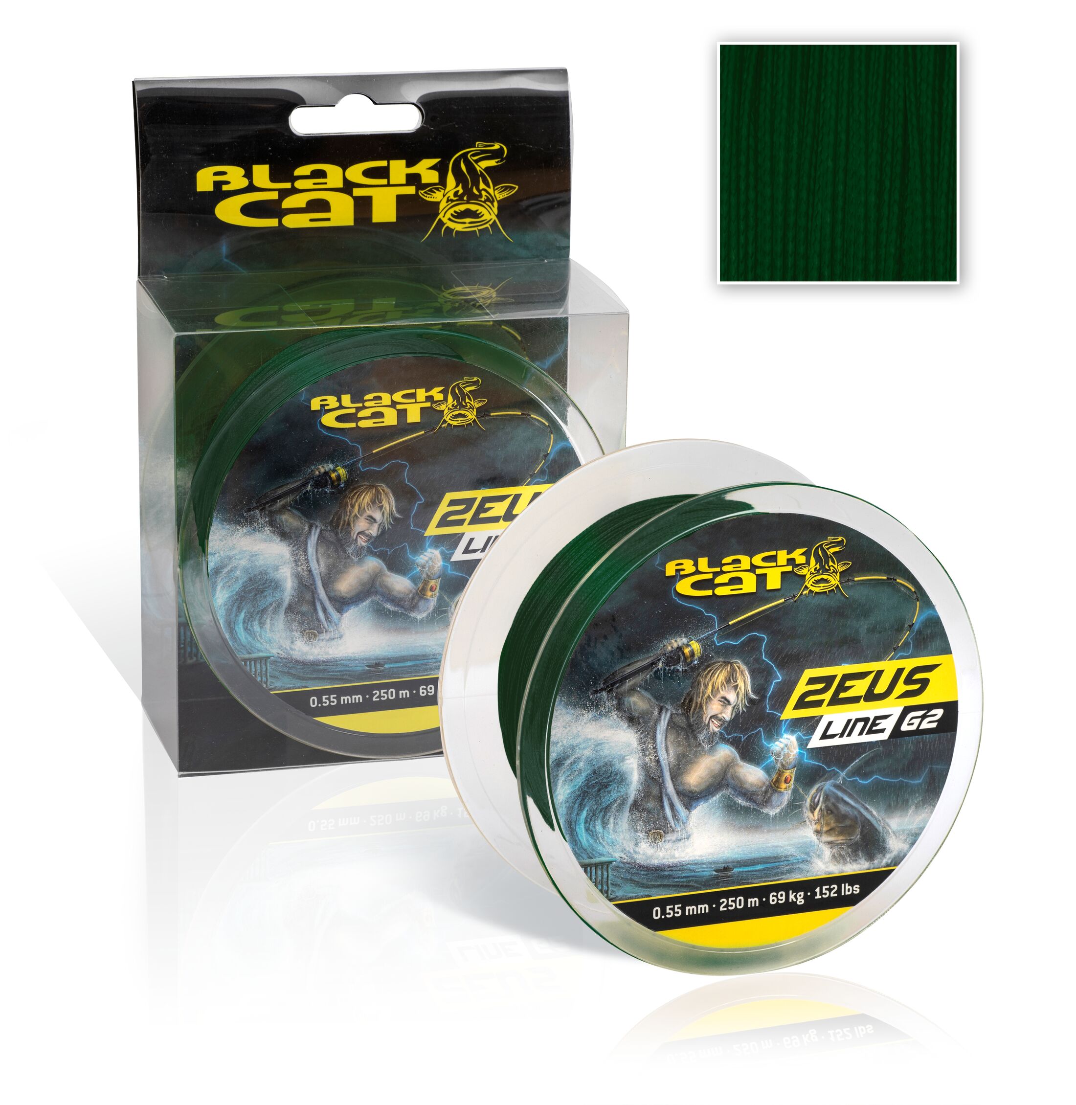 Black Cat Ø 0,45mm Zeus Line G2 D: 250m 46kg / 101lbs zelená