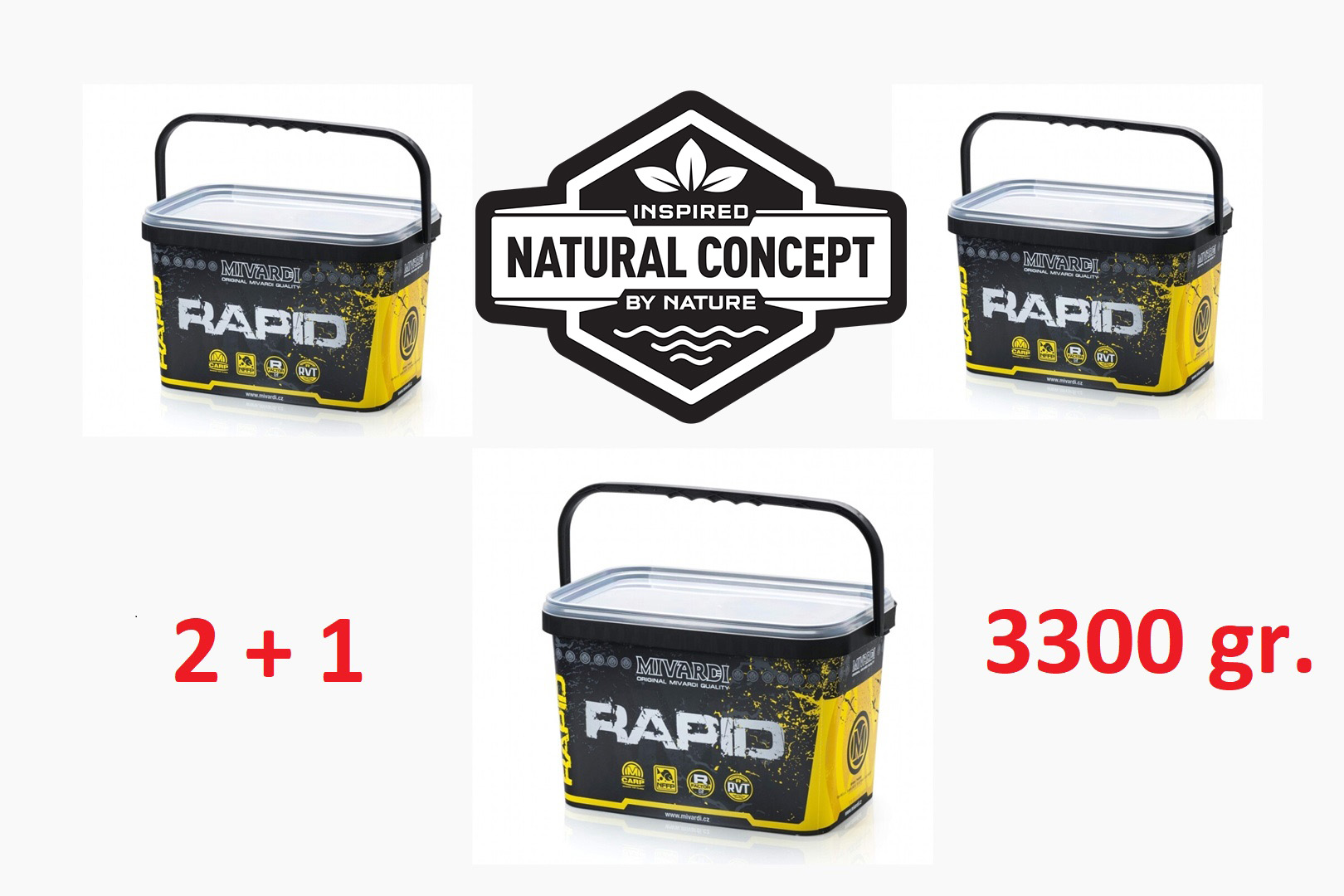 Mivardi Akce 2+1 Rapid Boilies Platinum - Sea (3300g | 20mm)