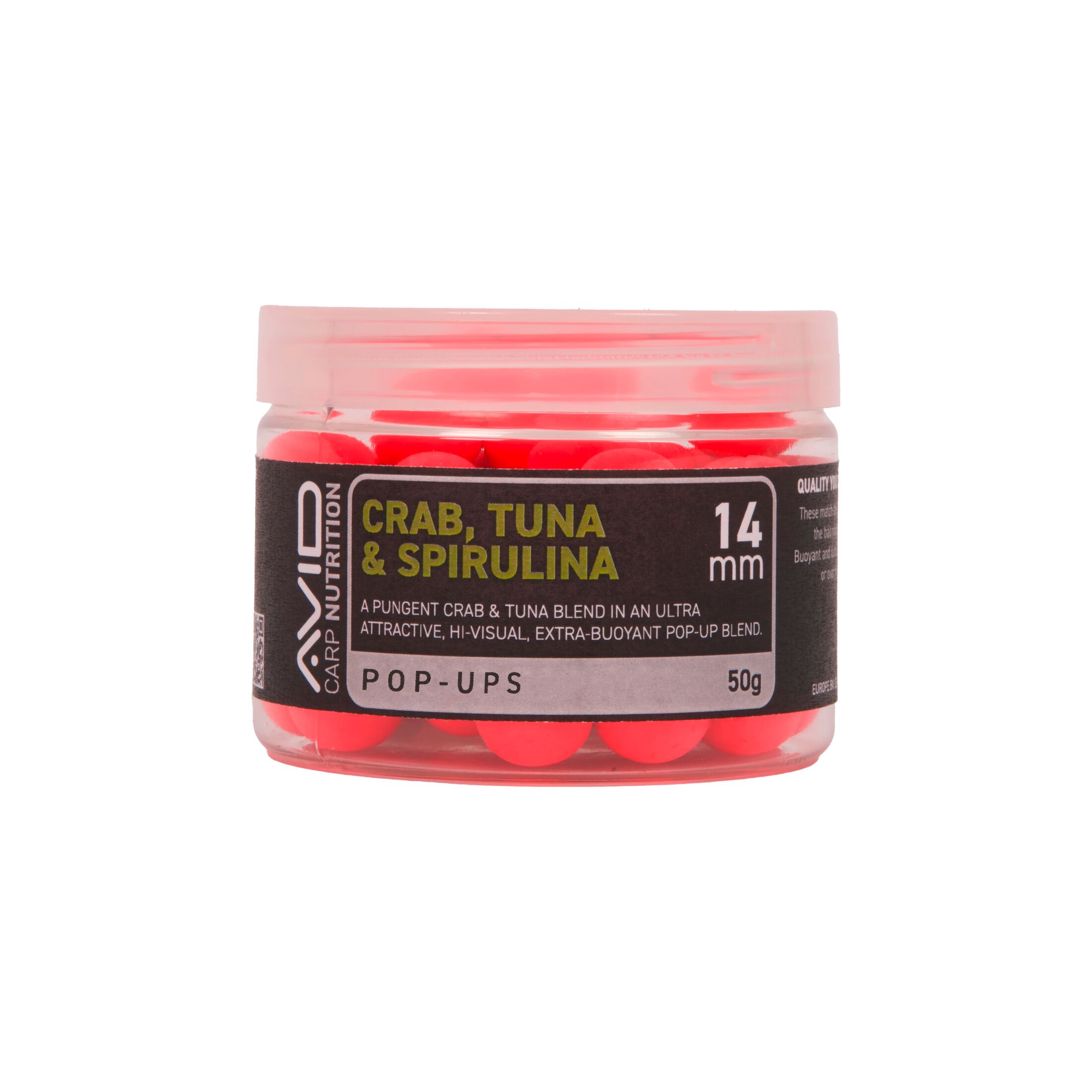Avid Crab, Tuna & Spirulina Pop-up – 14mm (Pink)