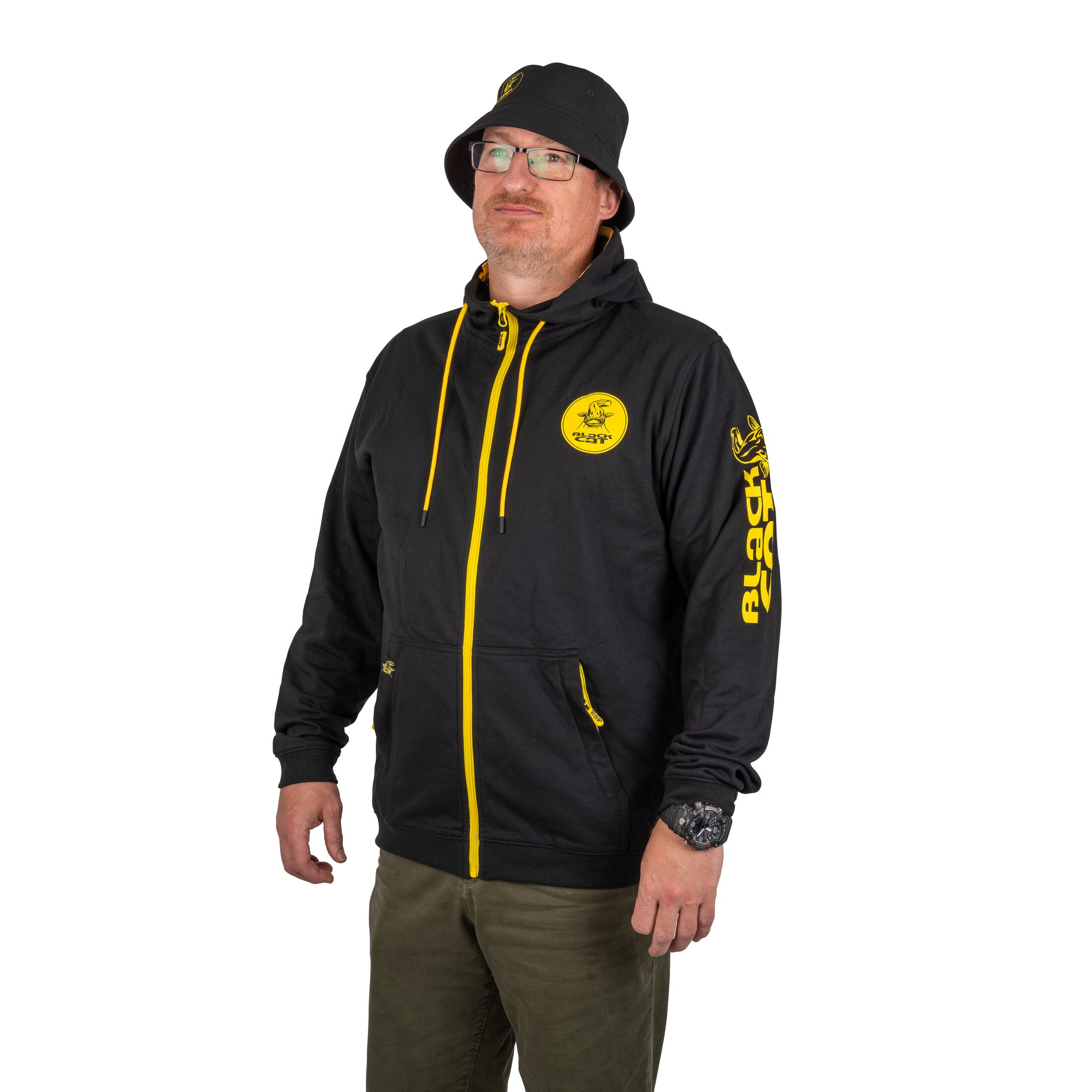 Black Cat Black Zip Hoody XXL