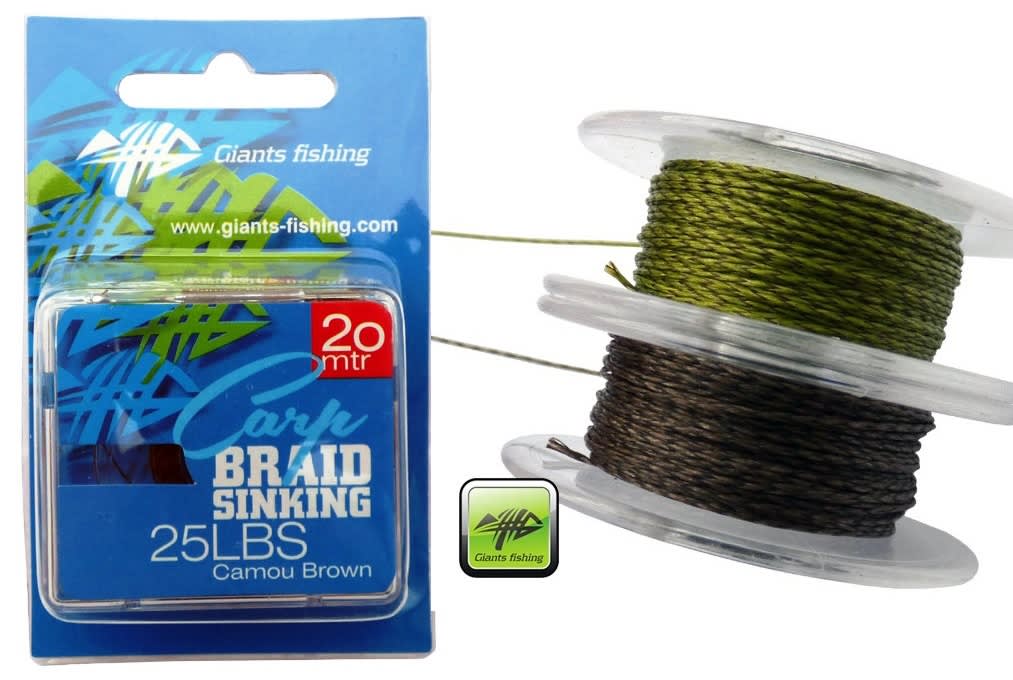 Giants fishing Náväzcová šnúrka Carp Braid Sinking 25lbs / 20m Camou Green