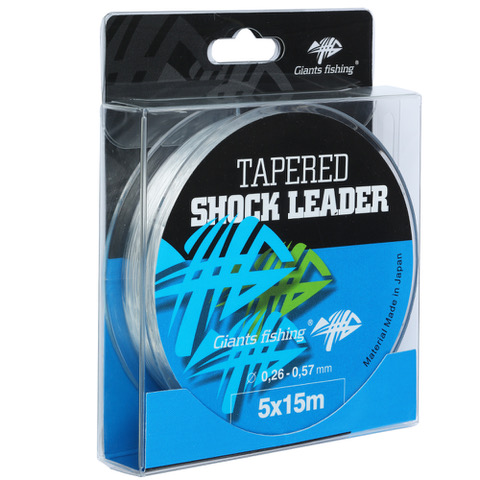 Giants fishing Ujímaný šokový vlasec Tapered Shock Leader 5 x 15 m / 0,26 - 0,57 mm