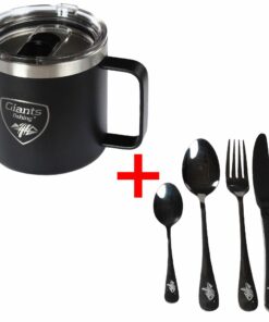 Giants fishing Akčný set Nerezový thermo hrnček 400ml + Sada nerezových príbory