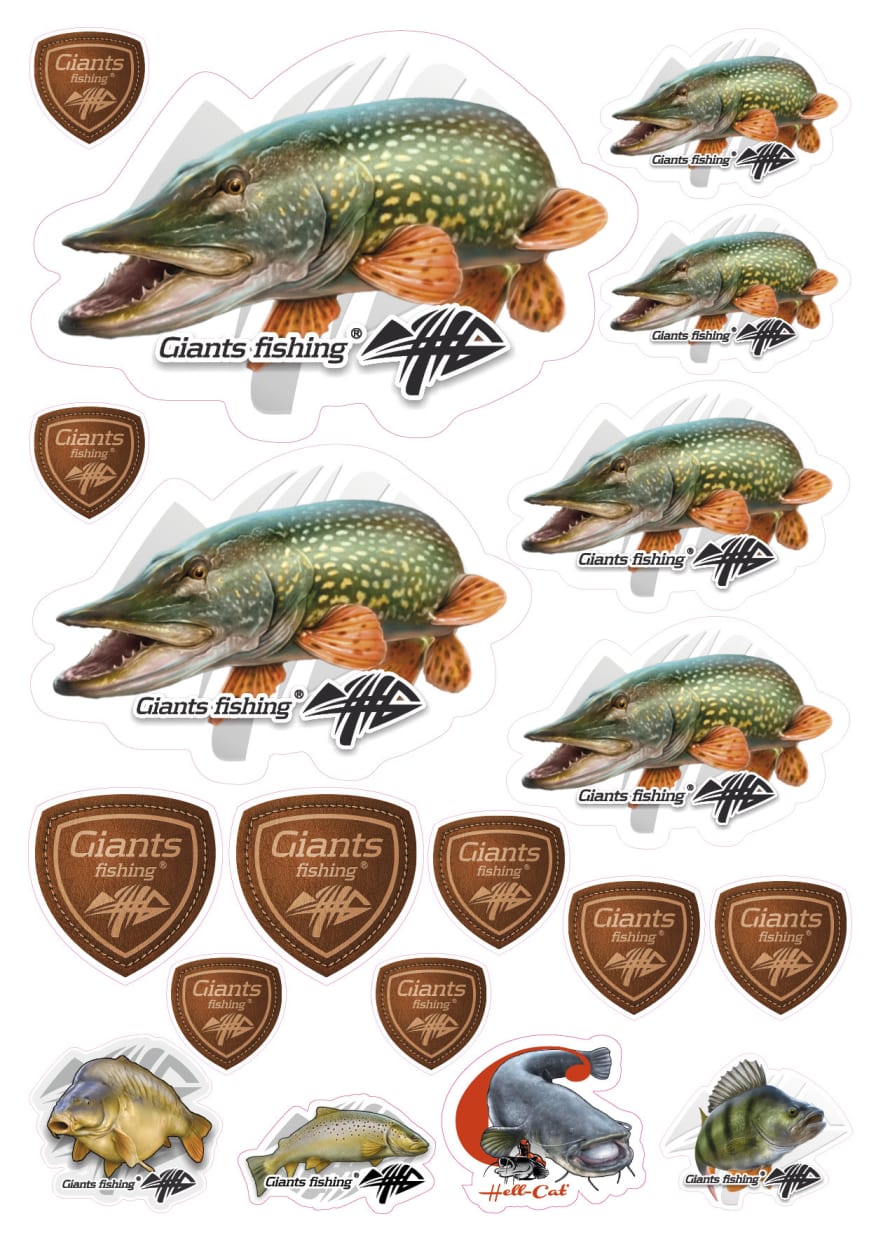 Giants fishing Mix nálepiek Giants Fishing Štika ( 19ks )