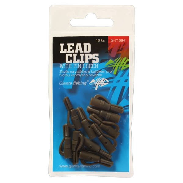 Giants fishing Záves na záťaž Lead clips with pin Green / 10pc